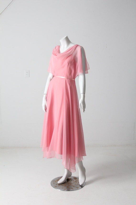 vintage 70s pink chiffon dress