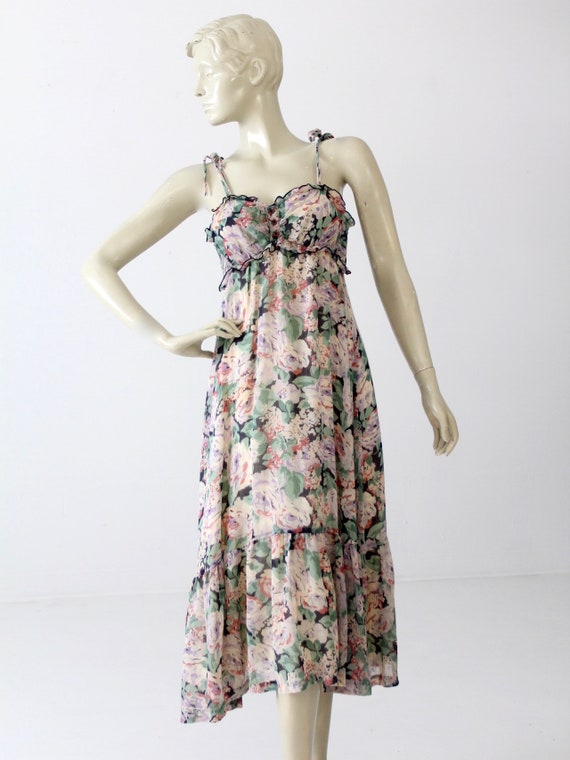 1970s floral sundress, vintage maxi dress - image 3