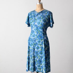 vintage 50s blue floral dress image 3