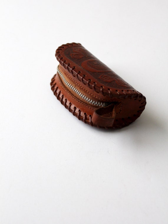 vintage tooled leather coin pouch - image 3