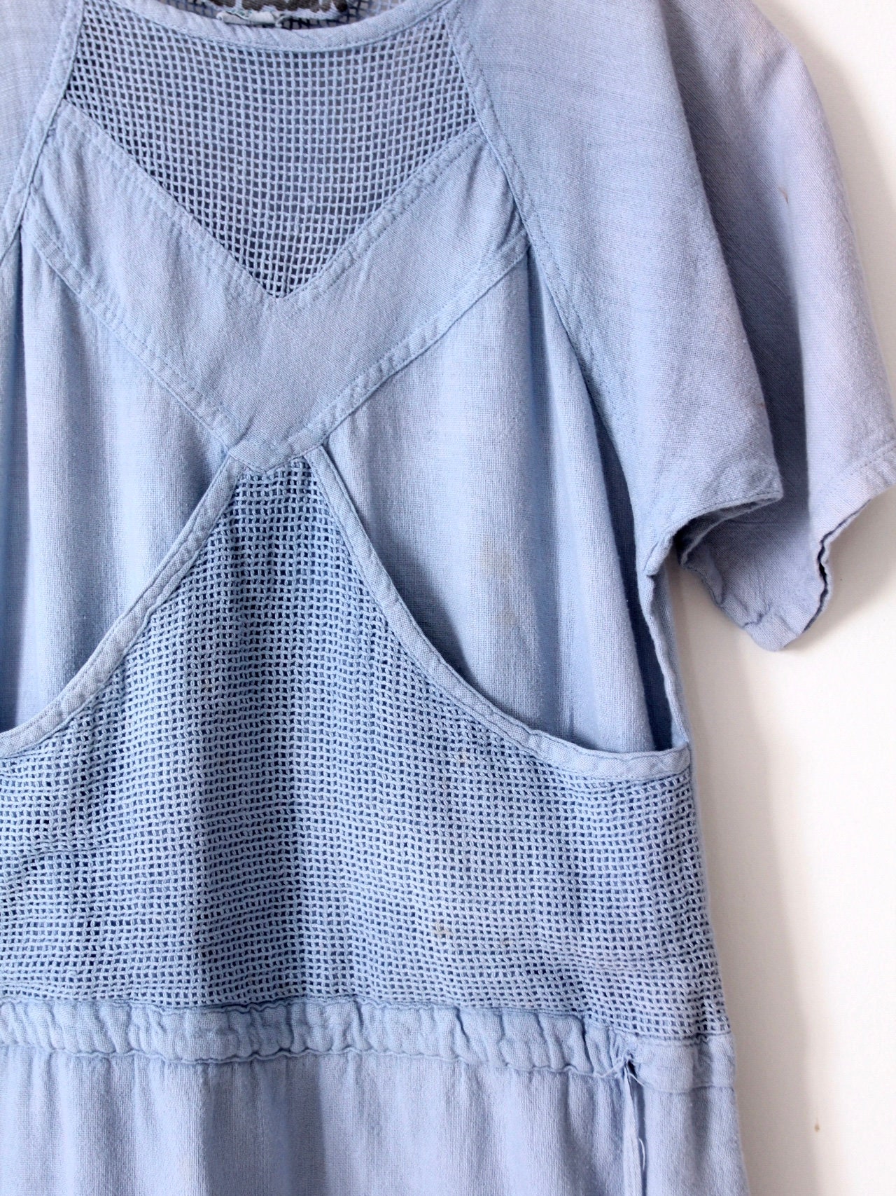 80s Mesh Cotton Dress Vintage Blue Beach Dress - Etsy