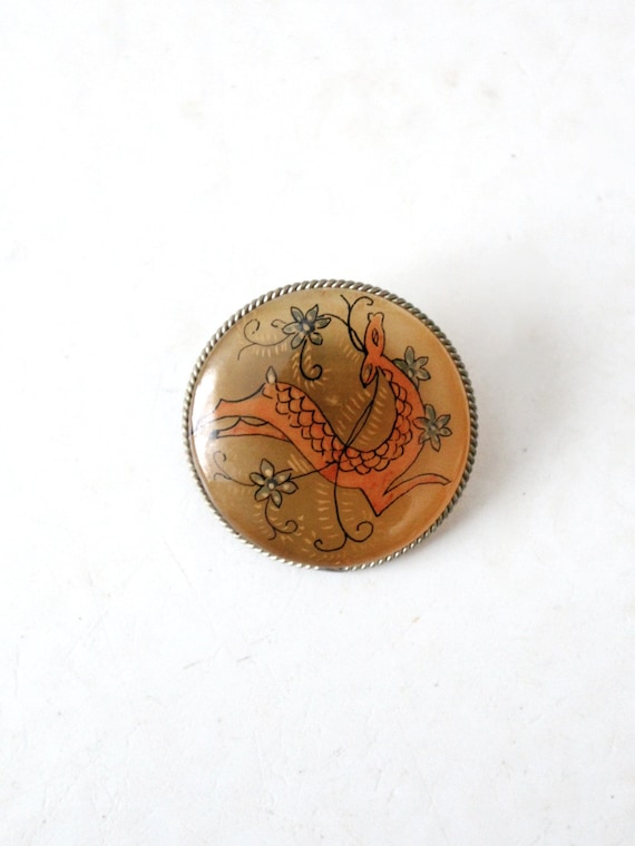 vintage hand-painted deer brooch