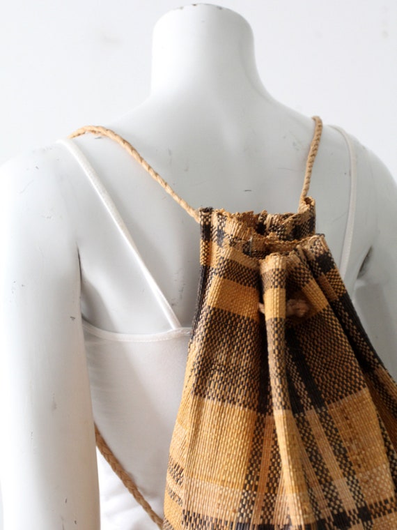 vintage woven drawstring backpack - image 2