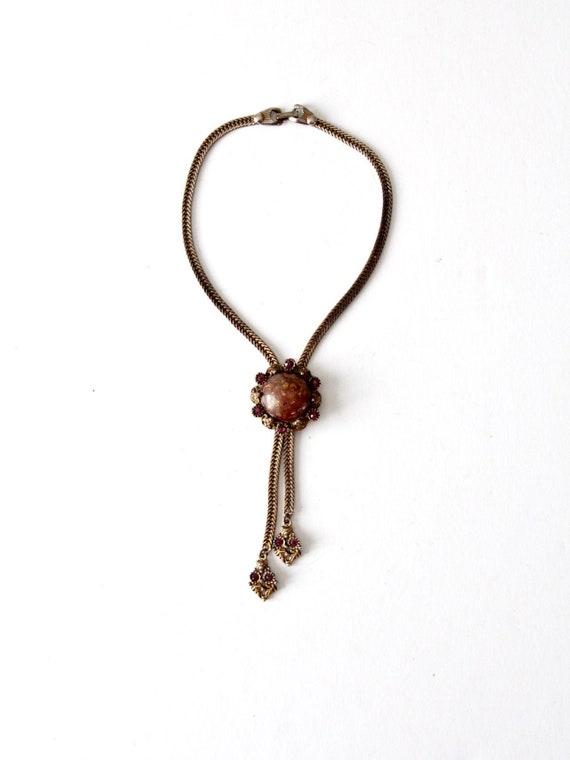 vintage bolo style necklace, pendant slide statement necklace