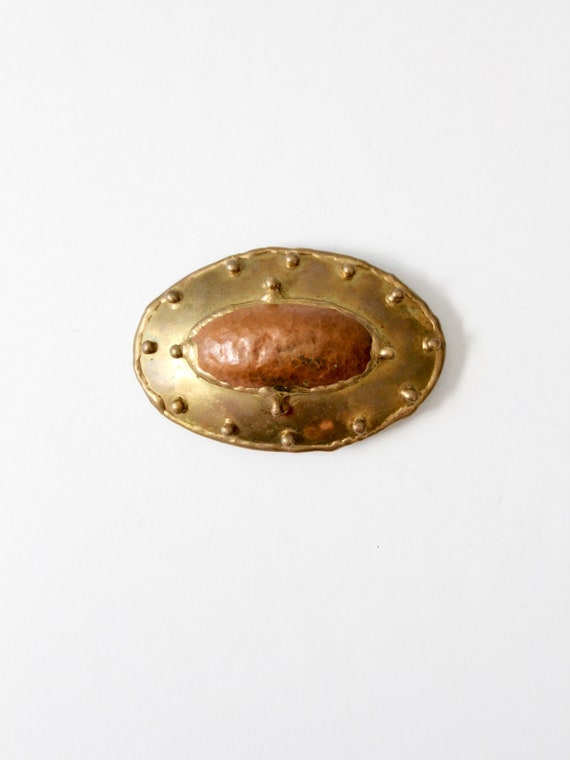 Vintage Brutalist Buckle, Hippie Brass and Copper Belt  display picture 3