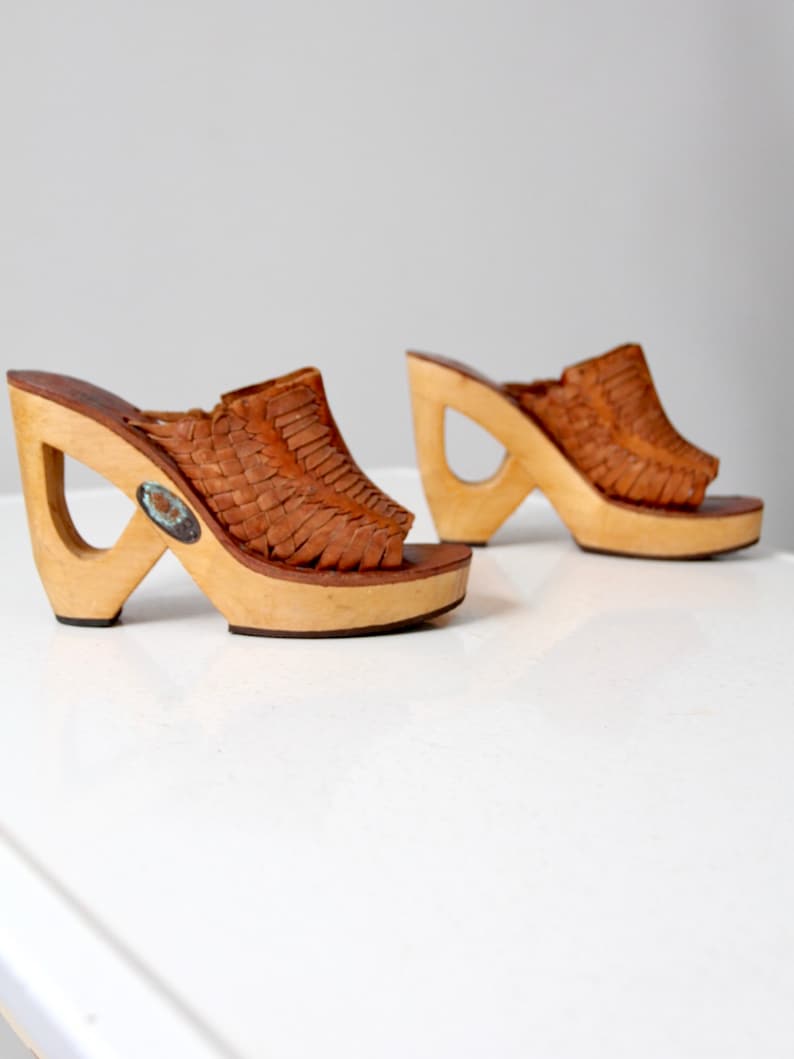 Mules Rebels En Cuir Beige Tissé - Talon Compensé - Taille US 10 - Occasion