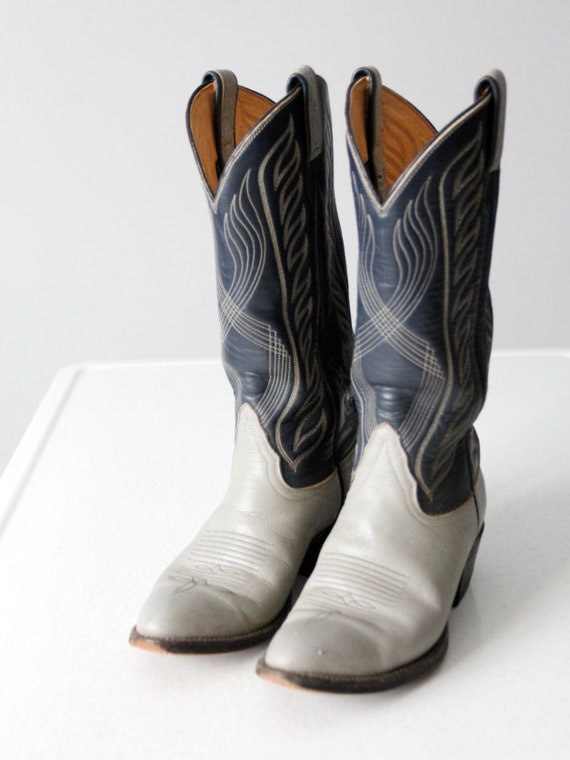 vintage Tony Lama cowboy boots, black label two t… - image 4