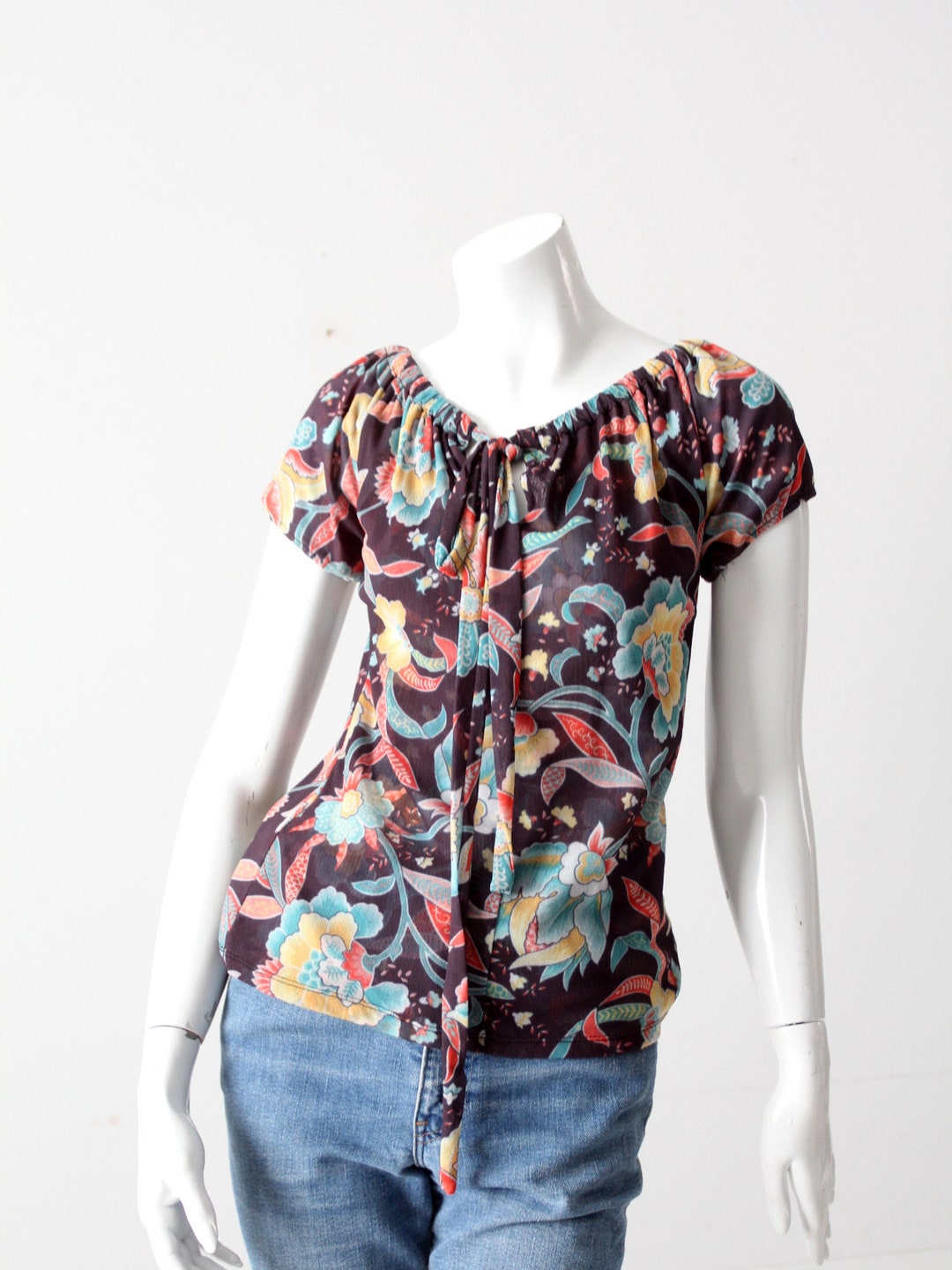 Vintage 90’s pink mesh stripe top