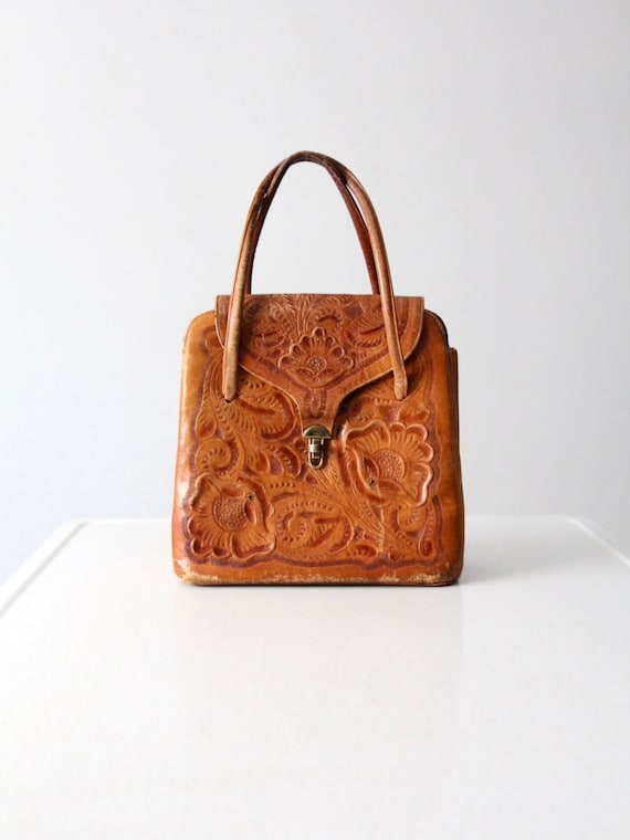 Vintage leren met western top tas - Etsy België