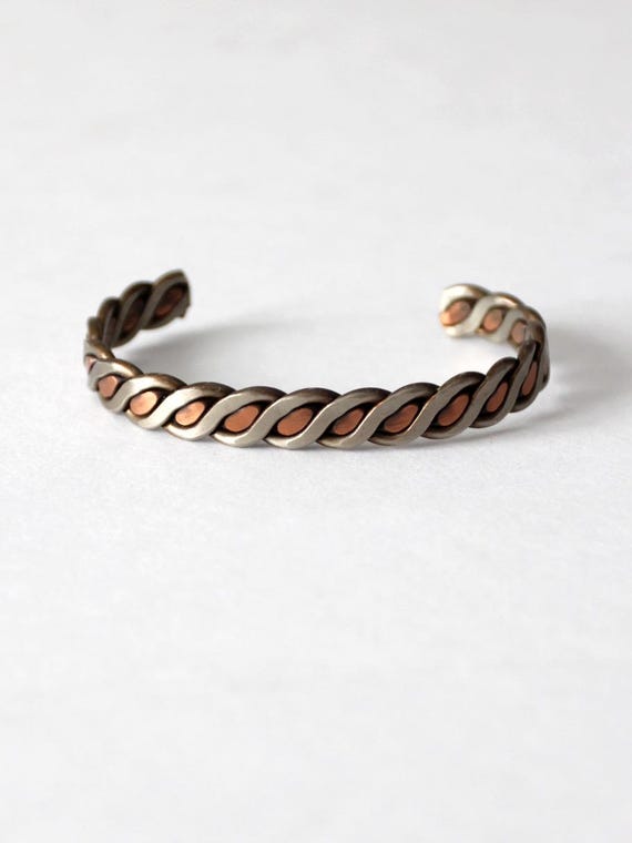 vintage mixed metal cuff bracelet - image 1