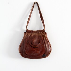 vintage 70s brown leather shoulder bag