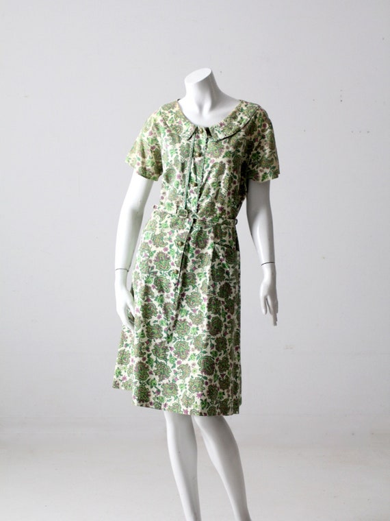 vintage 50s green paisley print dress