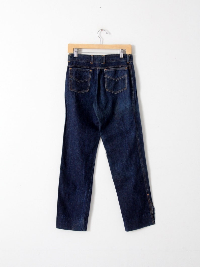 high waist dark wash straight leg denim 28 x 31 vintage 50s jeans