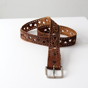 1970s cut-out brown leather belt