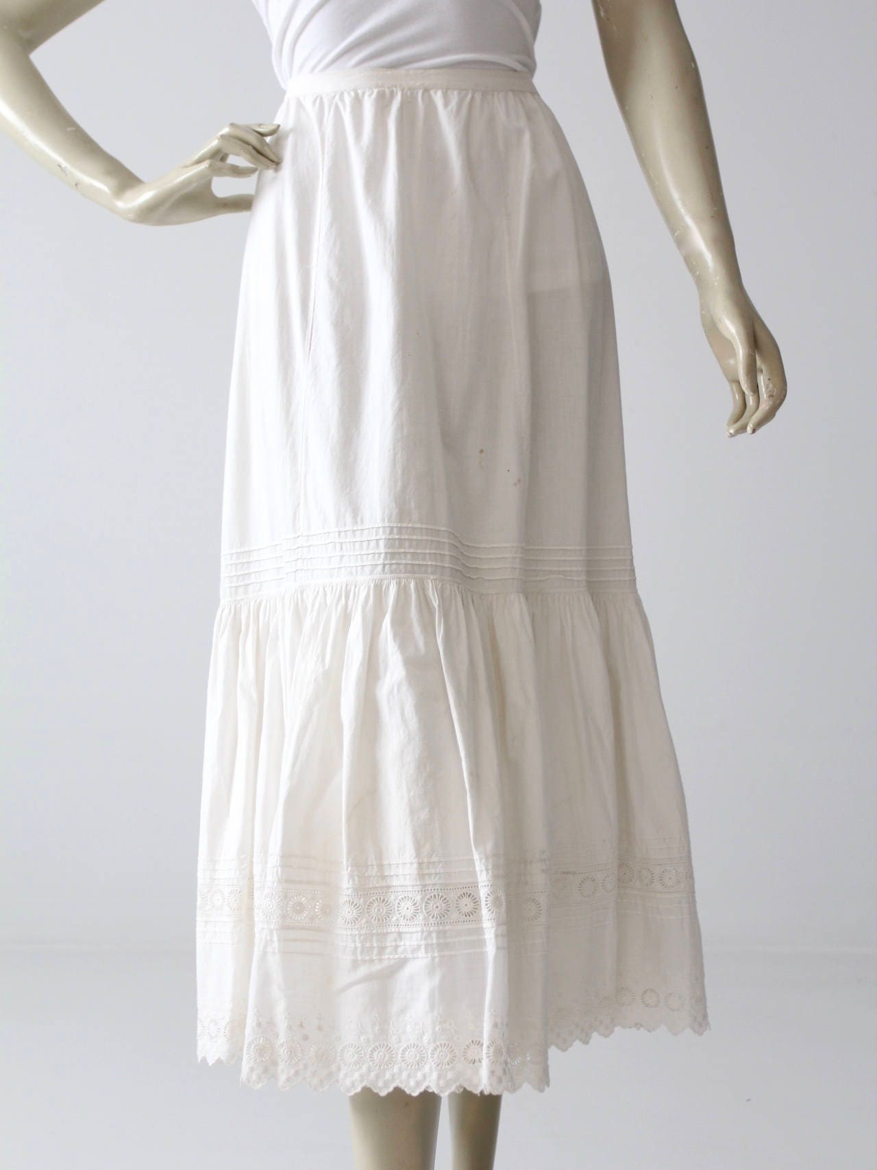 Victorian petticoat antique white skirt eyelet underskirt | Etsy