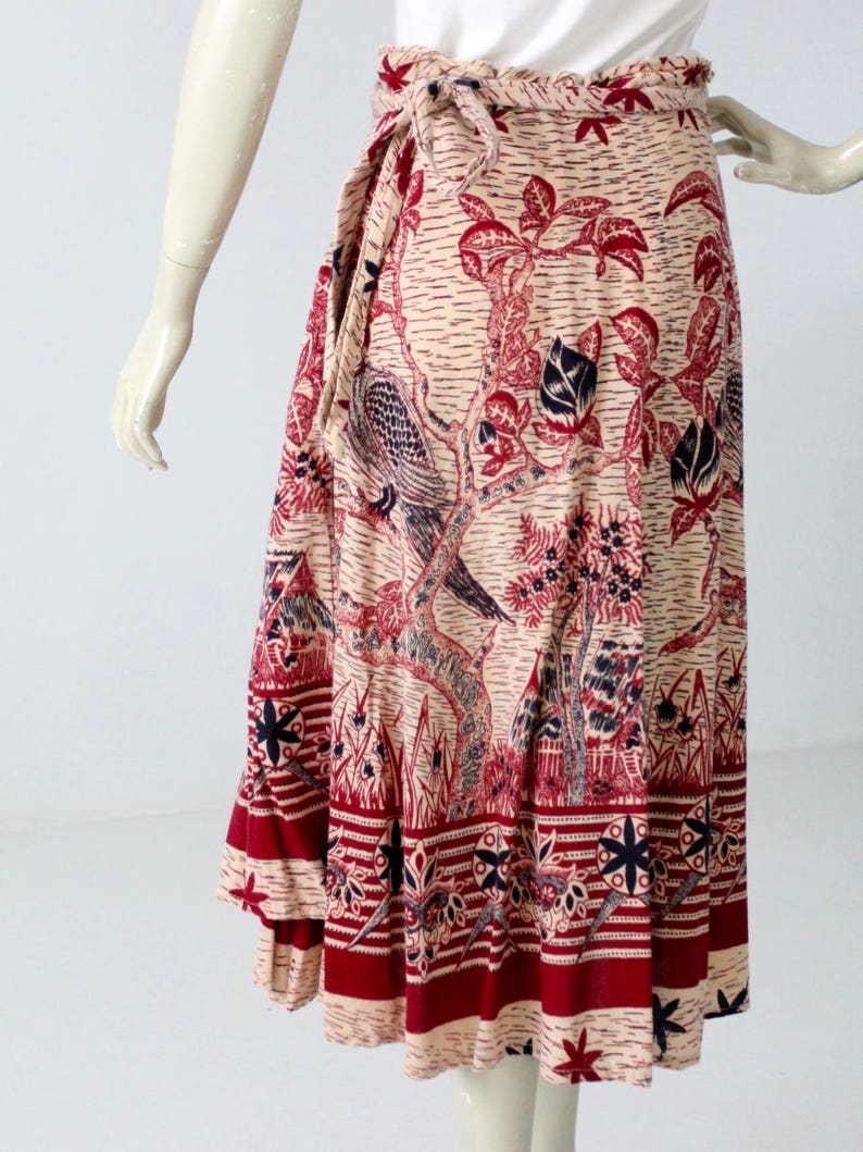 1970s India Cotton Wrap Skirt, Bird Print Hippie Skirt - Etsy
