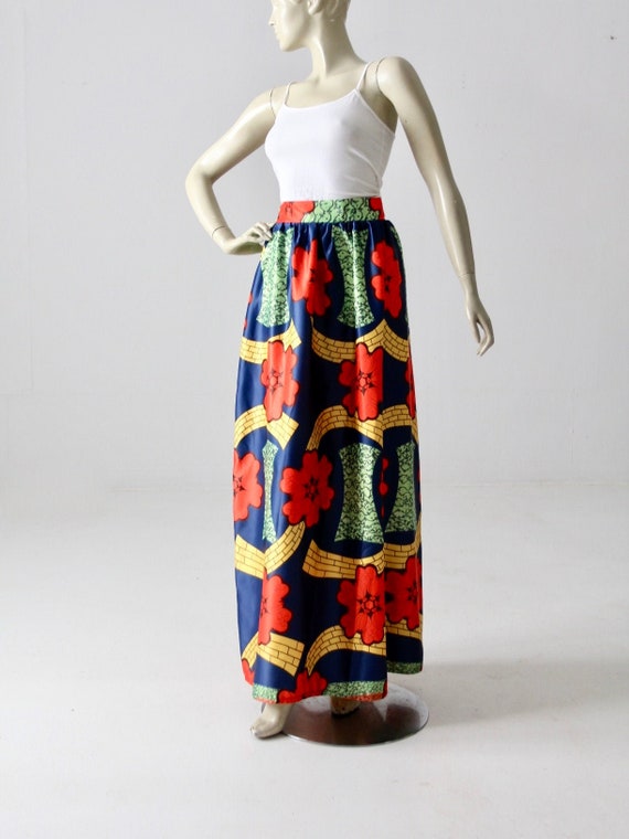 vintage 70s floral maxi skirt - image 1
