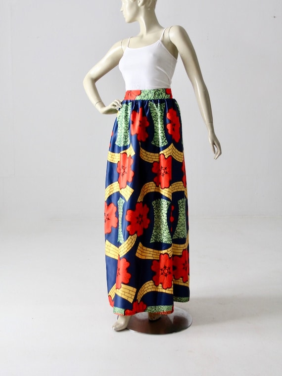 vintage 70s floral maxi skirt - image 1