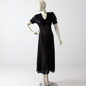 vintage 70s black lace maxi dress