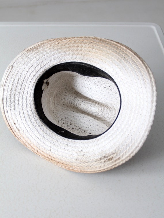 vintage white straw cowboy hat - image 9