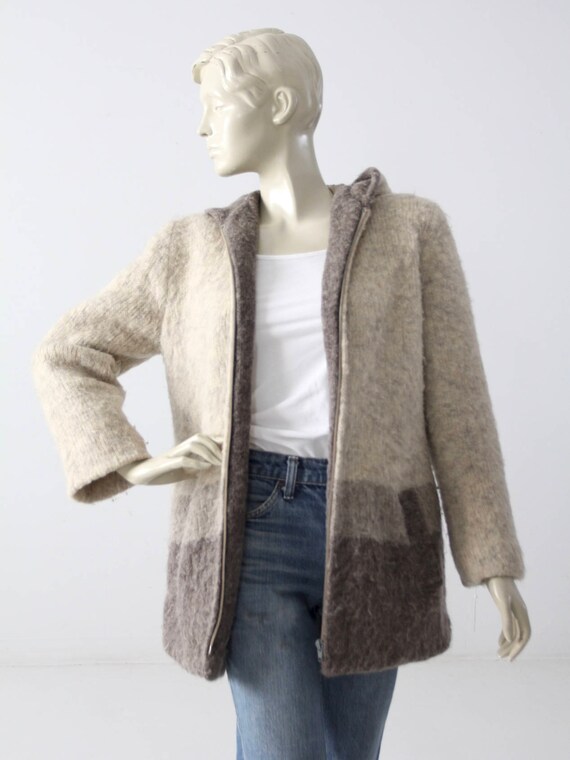 vintage sweater coat, hooded knit jacket - image 5