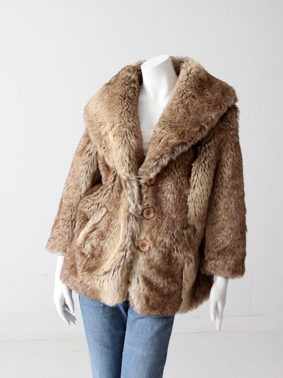 ジャケット・アウター vintage fake fur long coat Vintage Faux Fur Long Coats For Women Elegant V Neck Long