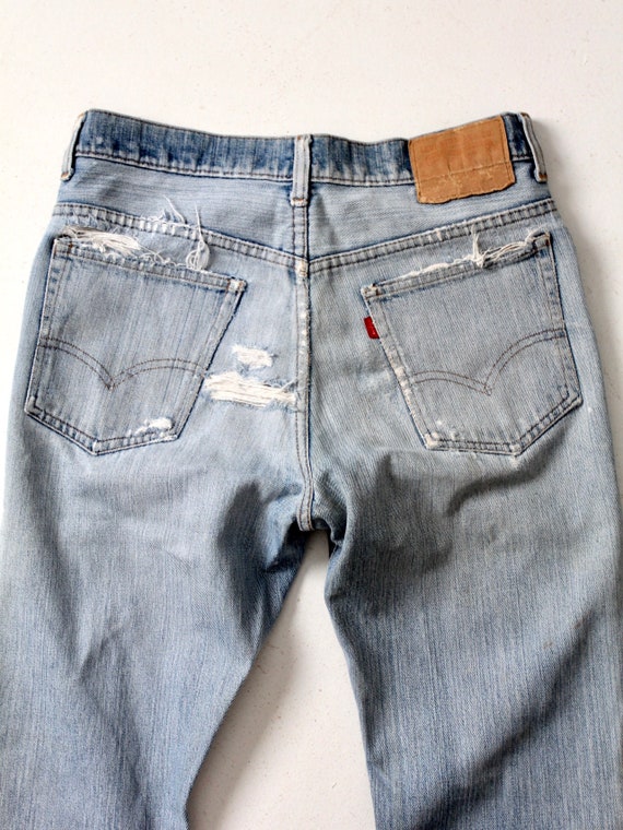 vintage Levis 517 jeans, distressed boot cut deni… - image 6