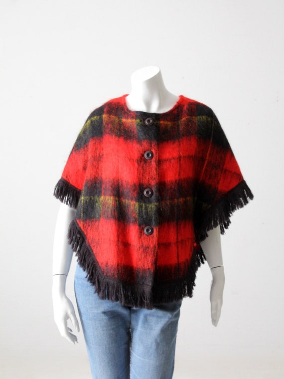 vintage plaid mohair sweater