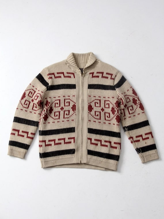 1970s Pendleton zip up sweater, vintage Cowichan … - image 1