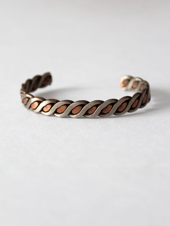 vintage mixed metal cuff bracelet - image 6