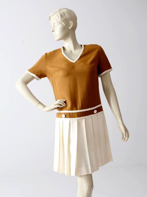 vintage Bobbie Brooks dress, wool knit drop waist… - image 4