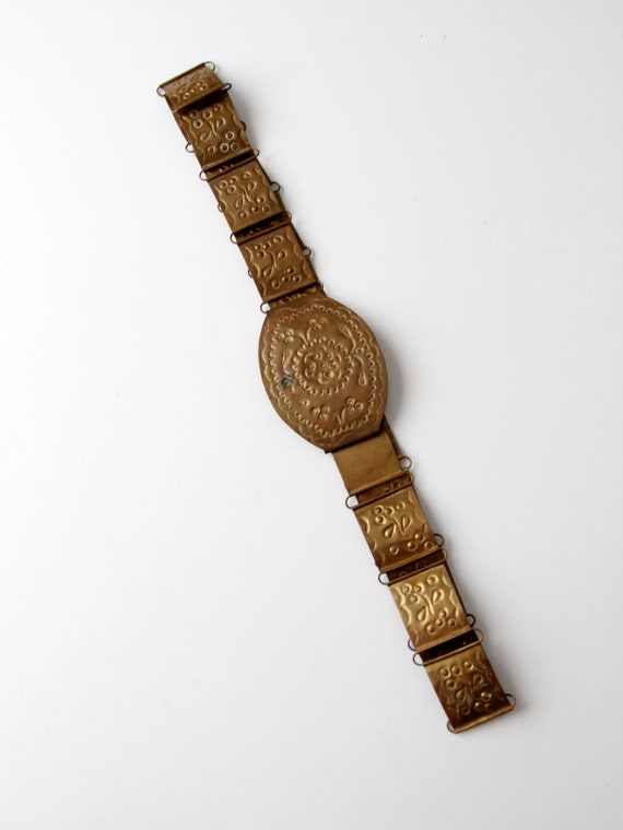 vintage brass link belt, pressed brass linked bel… - image 2