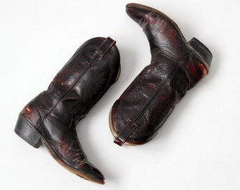 vintage black leather cowboy boots, men's size 9