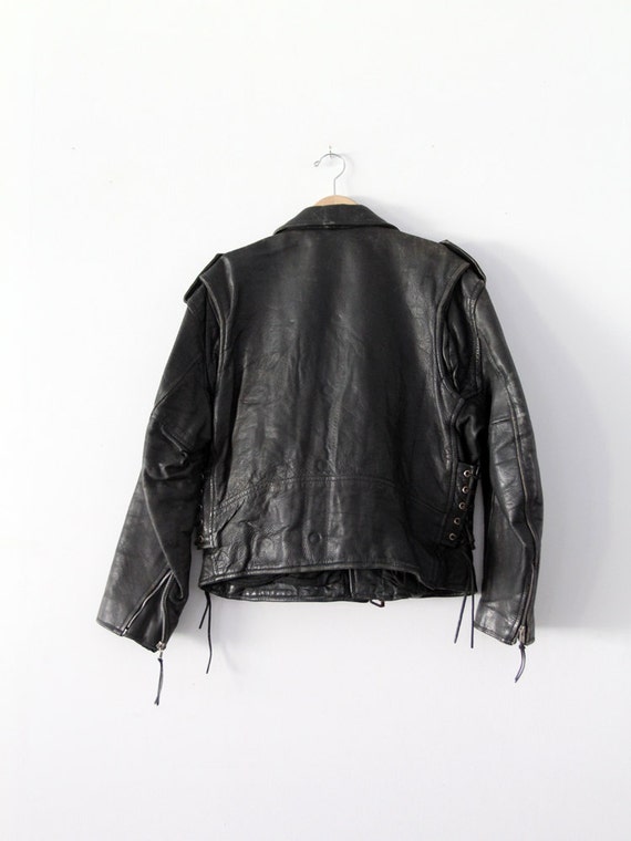 1970s motorcycle jacket, vintage black leather ja… - image 5