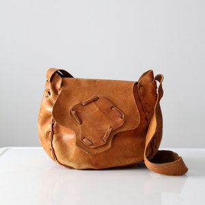 1970s leather purse, vintage boho bag