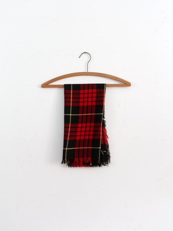 vintage red plaid wool scarf, fine wool scarf - image 4