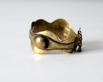 vintage 60s Seppo Tamminen bronze hinged bracelet : Finnish hand made jewelry
