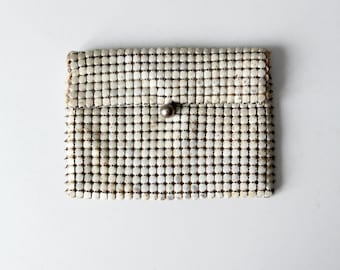 vintage white metal mesh coin purse