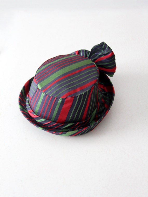 vintage 50s satin stripe derby hat