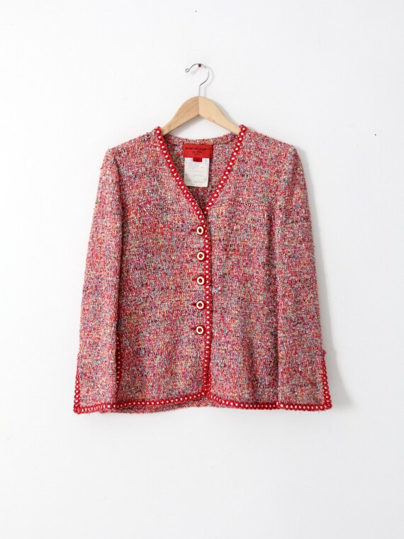 vintage Emanuel Ungaro jacket, red tweed blazer - image 3