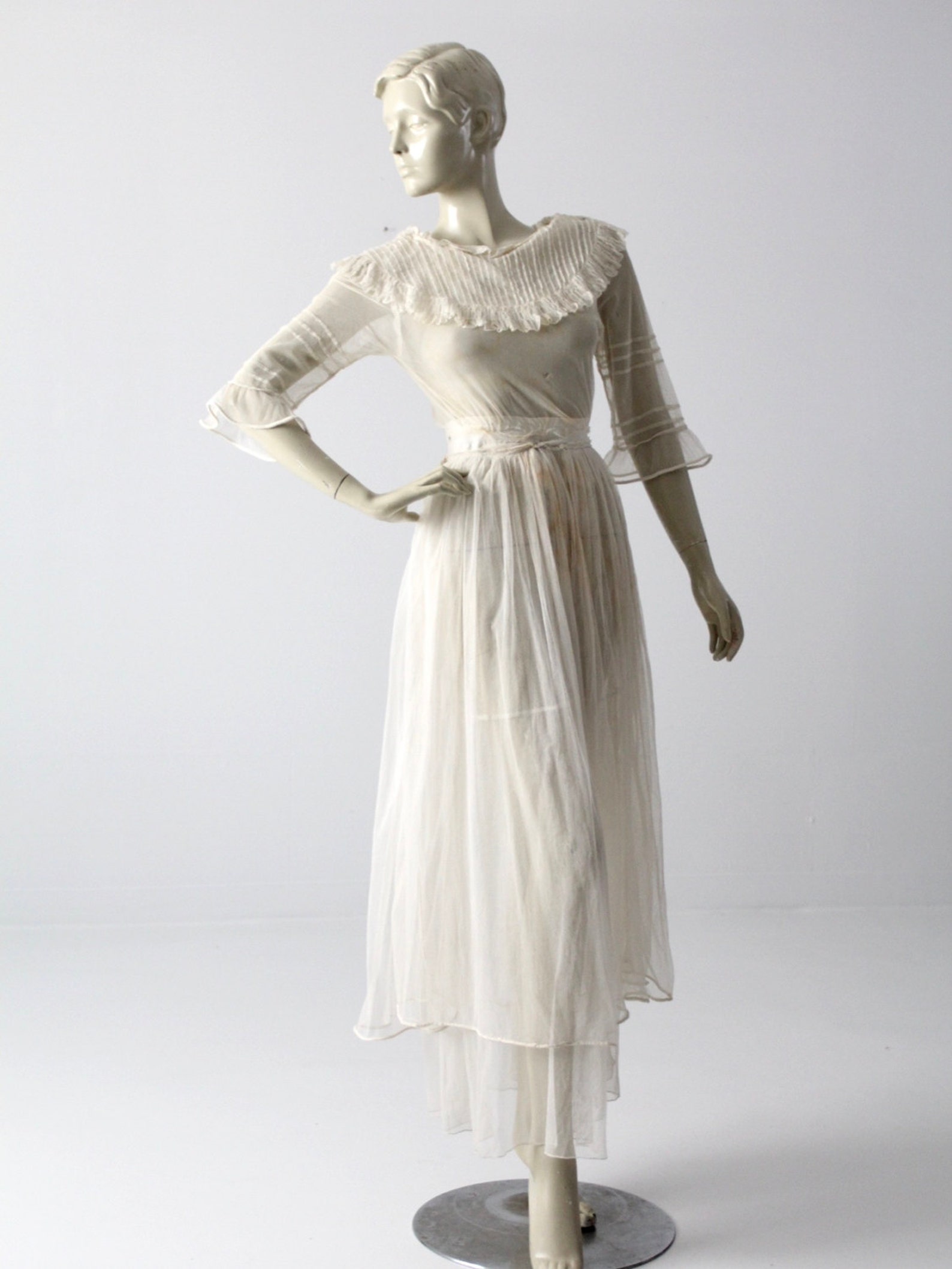 Victorian White Lace Dress Xs Antique Dress Etsy