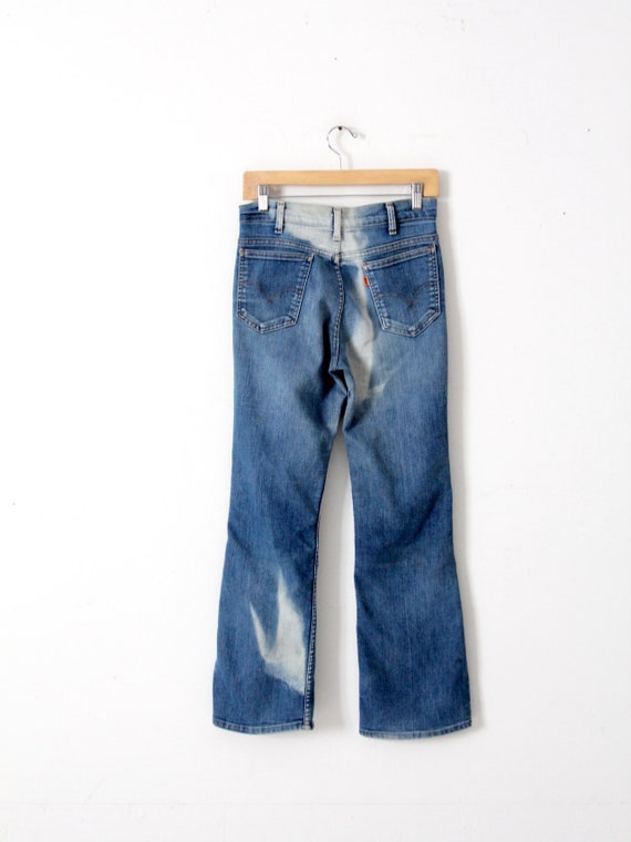 vintage 70s Levis 517 jeans, bleached boot cut de… - image 6