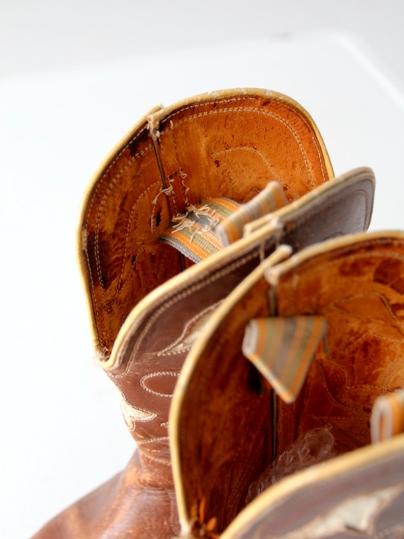 vintage Pee Wee cowboy boots, brown leather inlay… - image 7