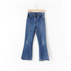 Levis 646 denim jeans, 1970s flare leg high waist jeans 28 x 31