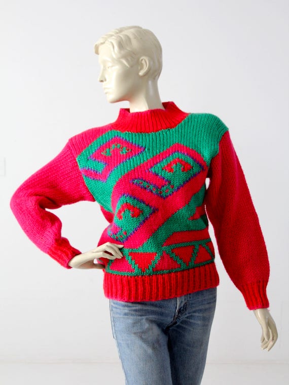 Geometric knit pink sweater - Gem