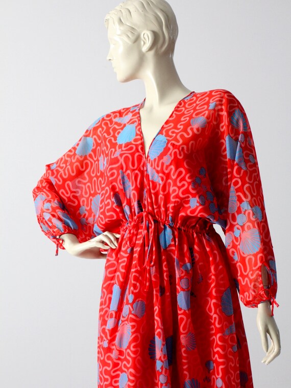 1970s Zandra Rhodes dress, boho print red maxi dr… - image 6