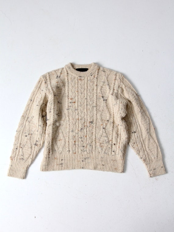 vintage cable knit sweater, cream knit pullover