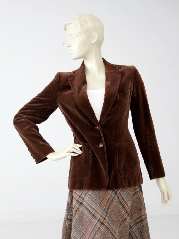 brown velvet blazer women