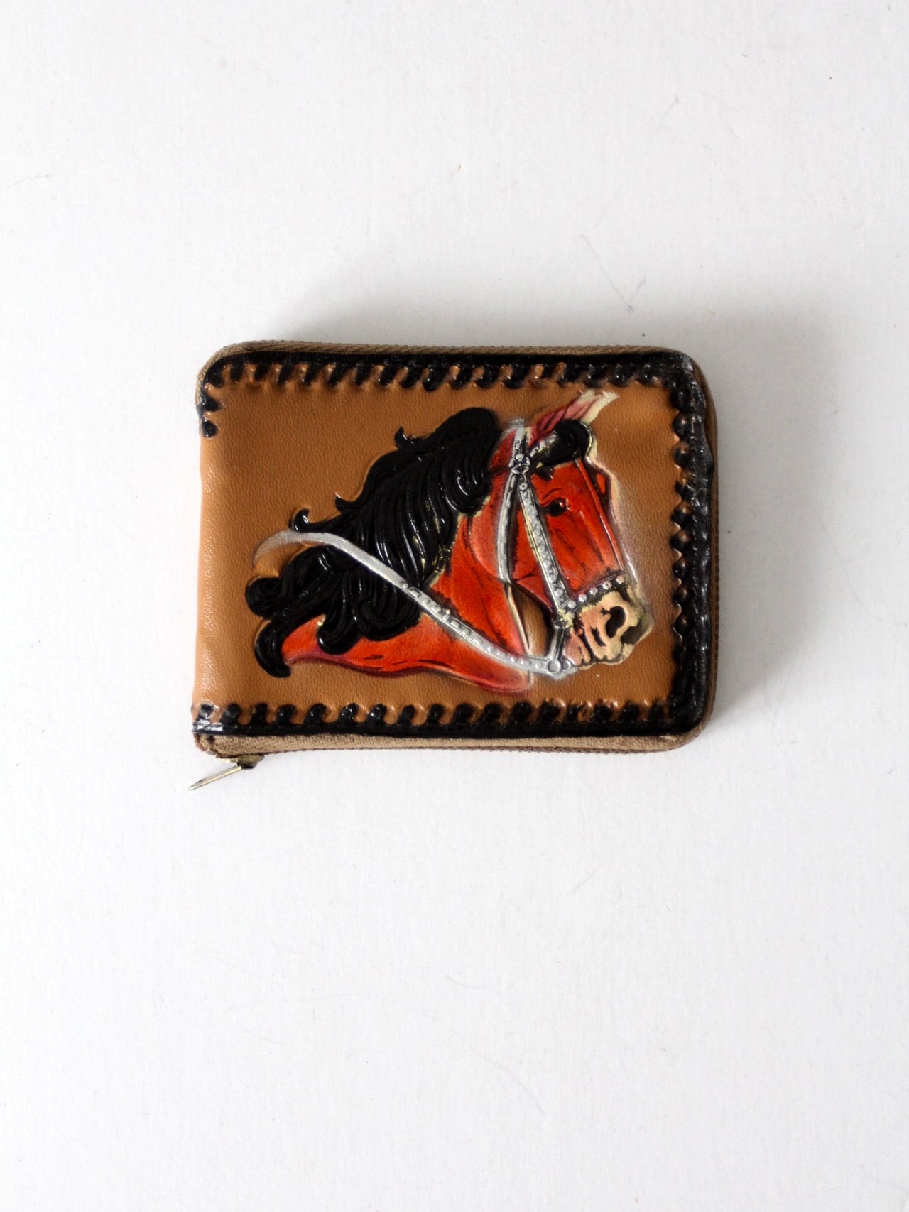 Vintage 1950s Horse Wallet, Miracle Hyde Zipper Bifold Vintage 1950s Horse Wallet, Miracle Hyde Zipper Bifold