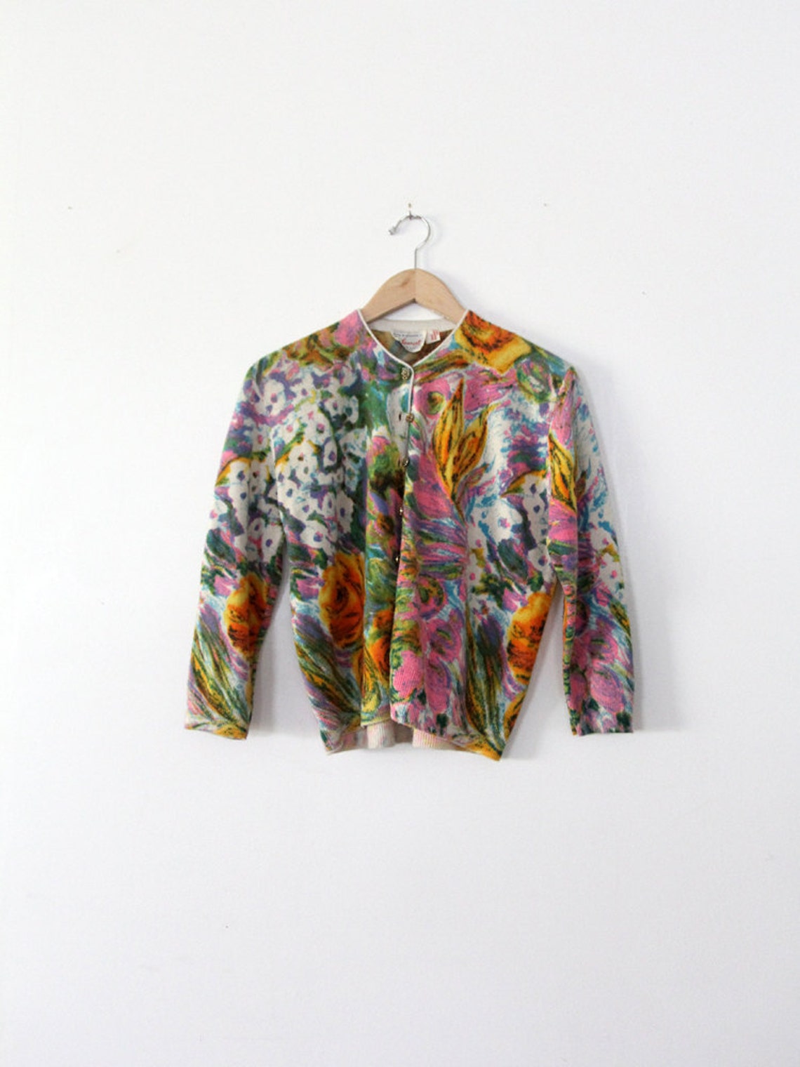 1960s Ste. Laurent Floral Cardigan - Etsy